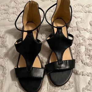 Black wedge sandals